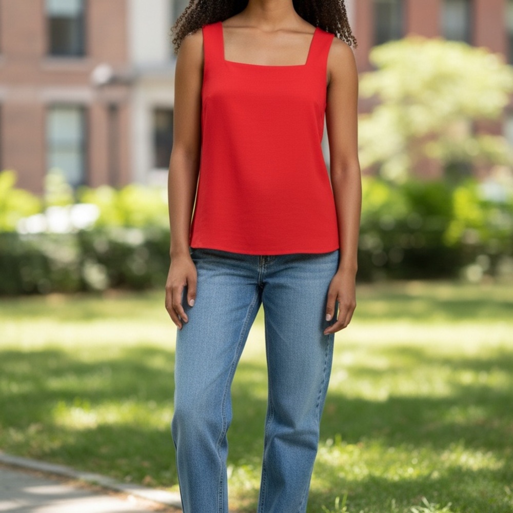 Ann Taylor Red Square Neck Tank Top – Size Medium